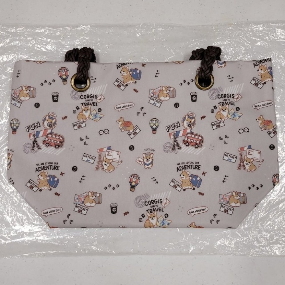Waterproof Corgi Woven Tote Shoulder Bag - Picture 6 of 13